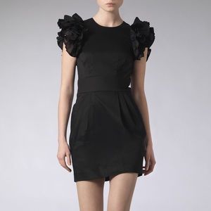 Ruffle shoulder sleeve dress